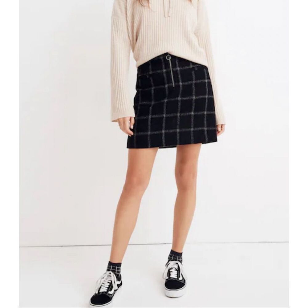 Madewell Fireside Plaid Skirt | Black and White in  8